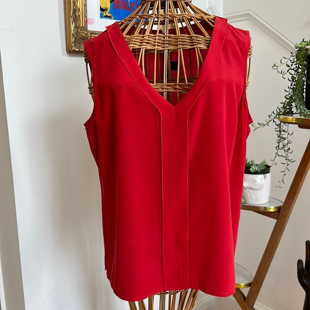 Red silk St John top, size 10